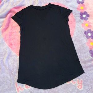 Black chest cutout casual long tee shirt dress